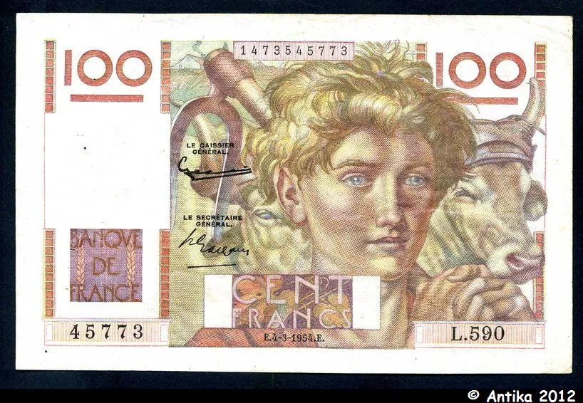 100 FRANCS JEUNE PAYSAN - Type 1945 filigrane inversé