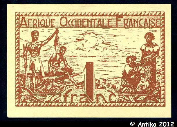 1 FRANC Brun roux AOF Gouvernement Provisoire