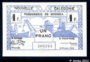 1 FRANC Cerf-Croix de Lorraine NOUMEA
