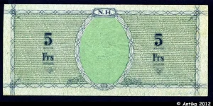 BON 5 FRS Bleu s/papier Vert Croix de Lorraine