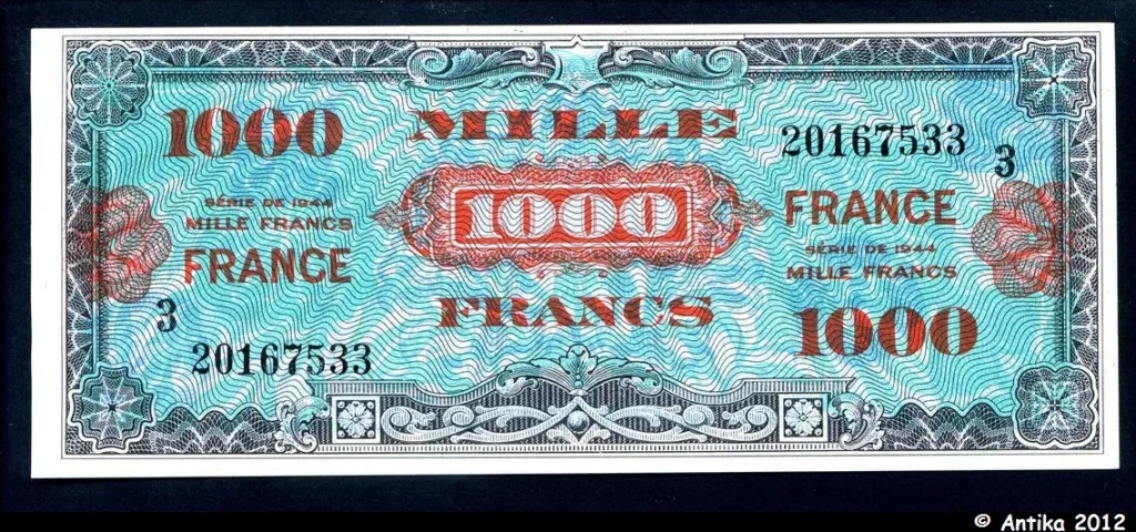 1000 FRANCS Verso "France"