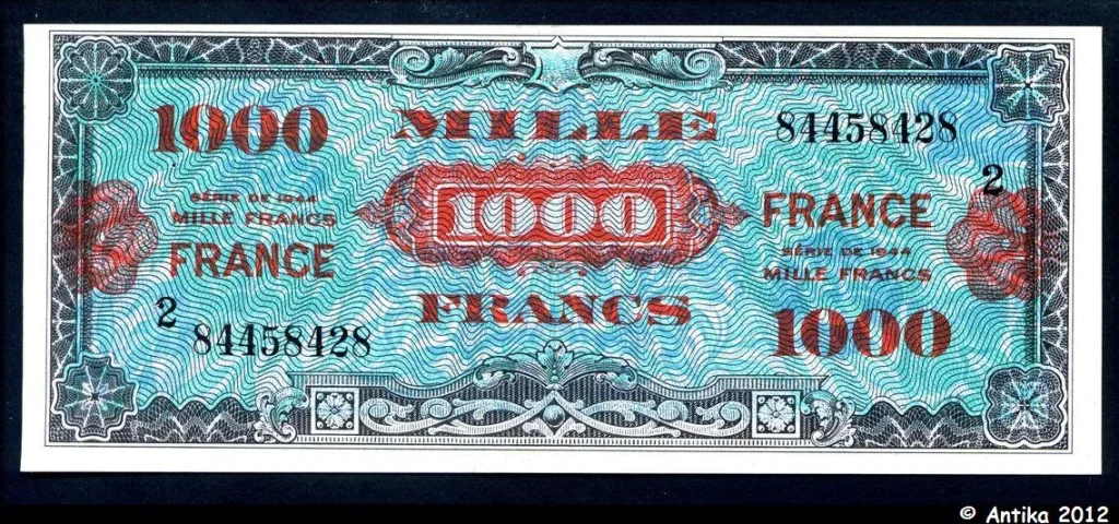 1000 FRANCS Verso "France"