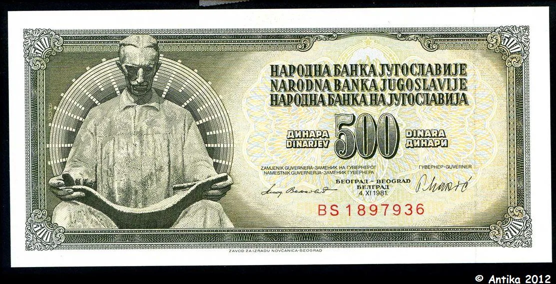 500 Dinara Statue de Nicola Tesla