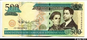 500 Pesos Oro S.U.de Henriquz & P.Henriquez Urena