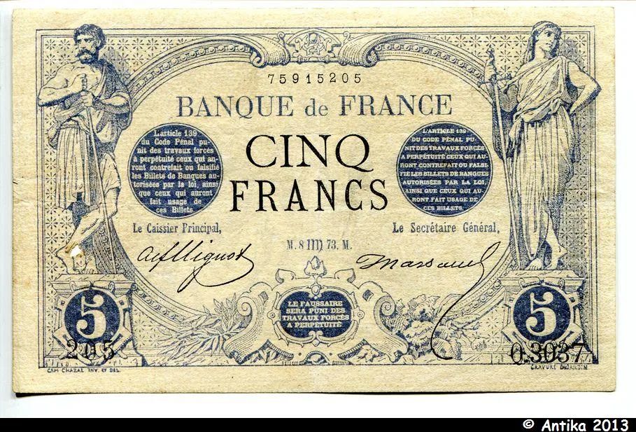 5 FRANCS NOIR - Type 1871
