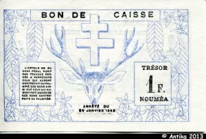 1 FRANC Cerf-Croix de Lorraine NOUMEA