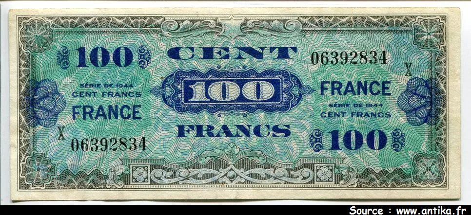 100 FRANCS Verso "France"