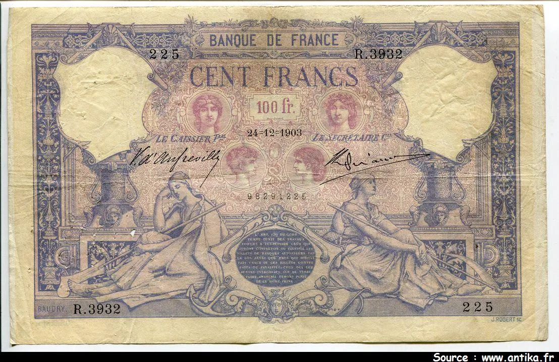 100 FRANCS BLEU & ROSE - Type 1888