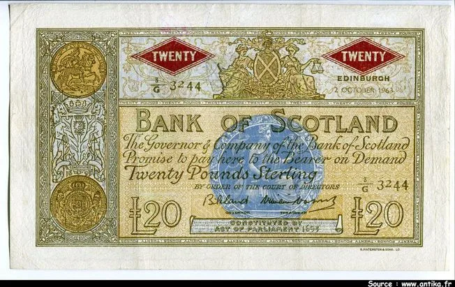 20 Pounds Bank of Scotland Armoiries