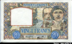 20 FRANCS SCIENCE & TRAVAIL - Type 1940