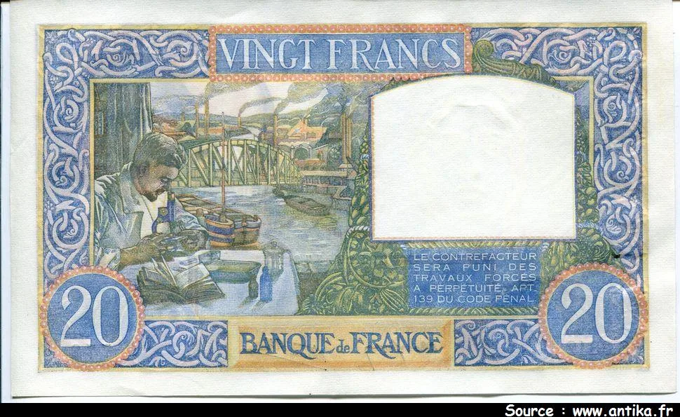 20 FRANCS SCIENCE & TRAVAIL - Type 1940