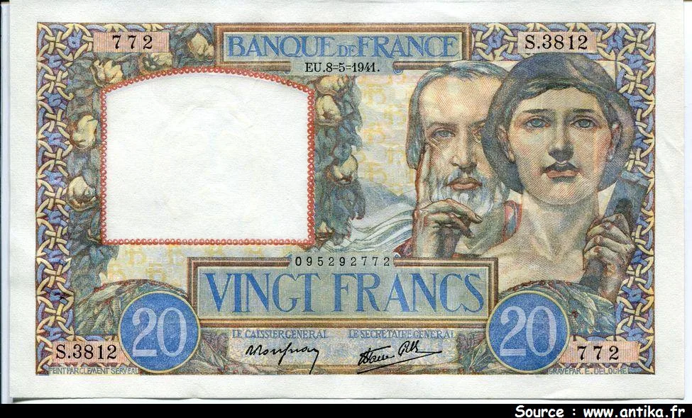 20 FRANCS SCIENCE & TRAVAIL - Type 1940