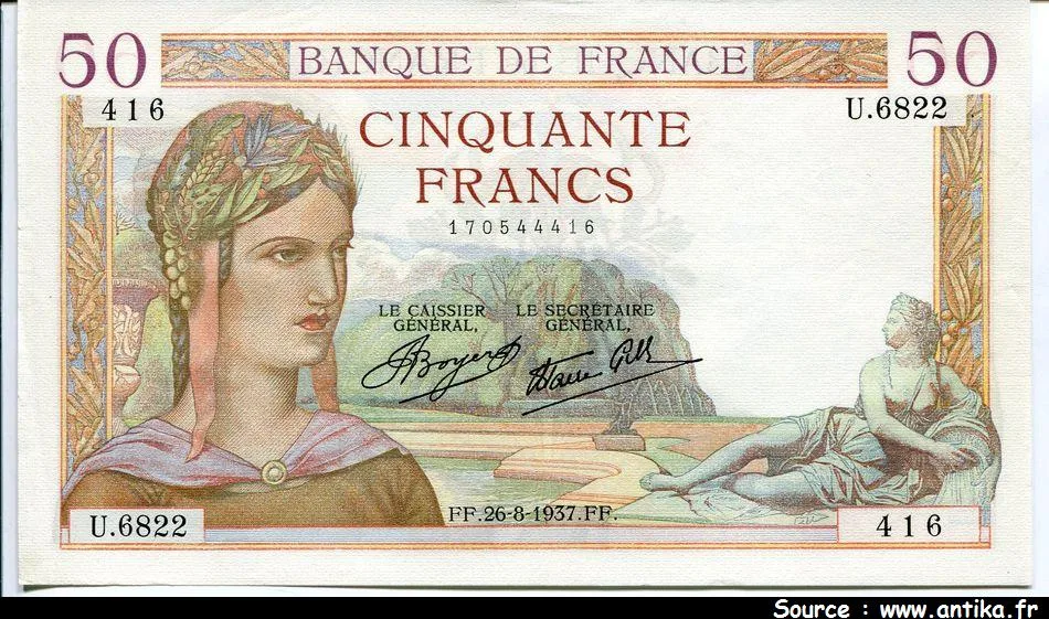 50 FRANCS CERES - Type 1933 modifié