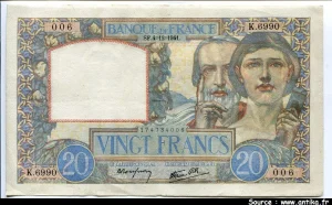 20 FRANCS SCIENCE & TRAVAIL - Type 1940