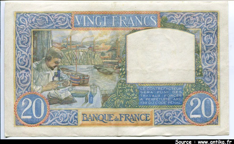 20 FRANCS SCIENCE & TRAVAIL - Type 1940