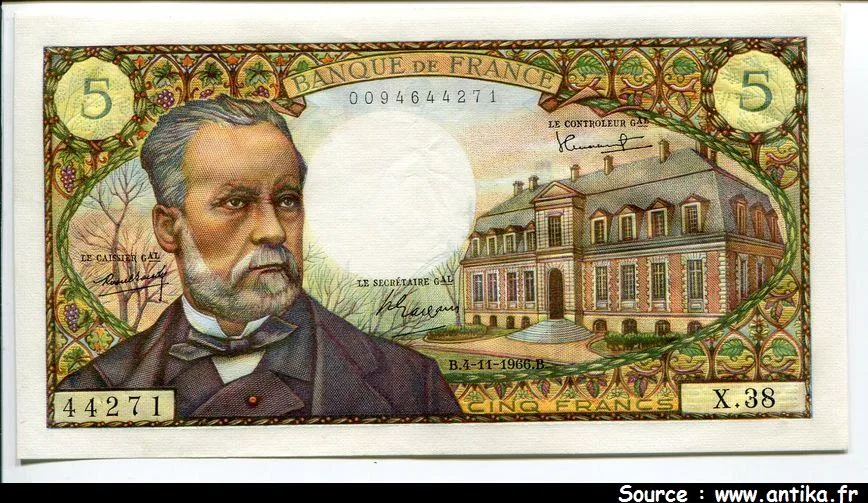 5 FRANCS PASTEUR - Type 1966