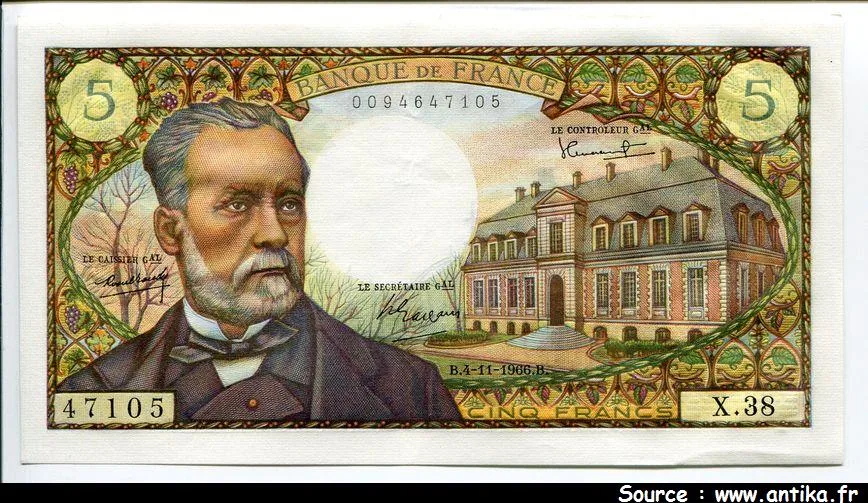 5 FRANCS PASTEUR - Type 1966