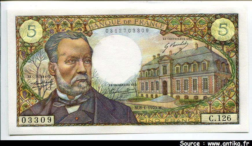 5 FRANCS PASTEUR - Type 1966