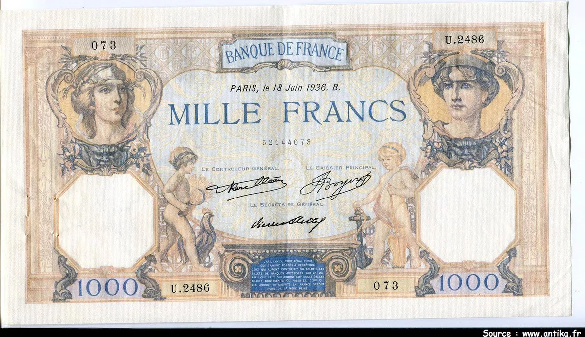 1000 FRANCS CERES & MERCURE - Type 1927