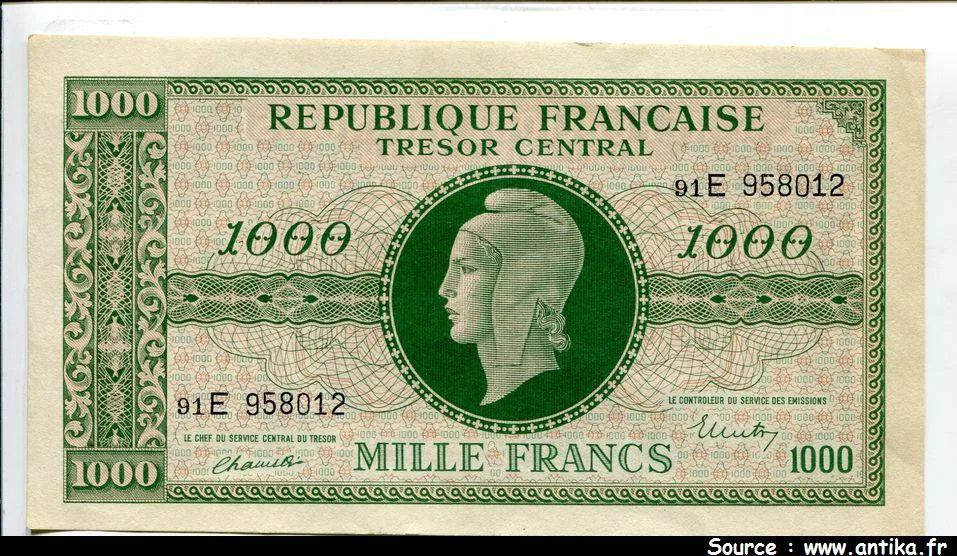1000 FRANCS (Marianne)chiffres maigres