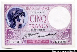 5 FRANCS VIOLET - Type 1917
