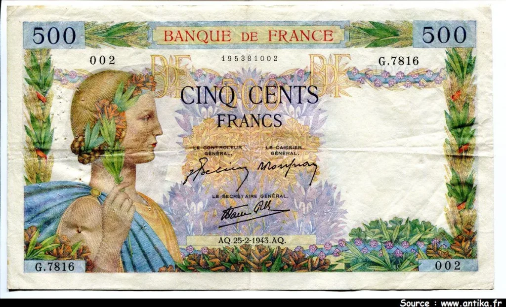 500 FRANCS LA PAIX - Type 1939