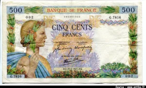 500 FRANCS LA PAIX - Type 1939