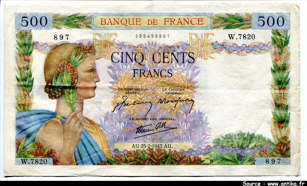 500 FRANCS LA PAIX - Type 1939