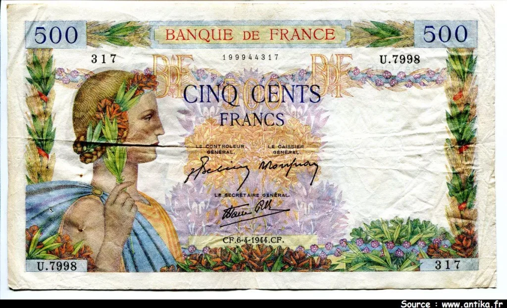 500 FRANCS LA PAIX - Type 1939