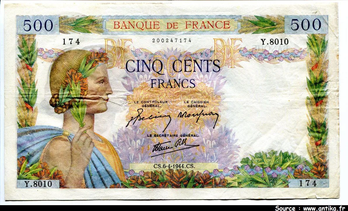 500 FRANCS LA PAIX - Type 1939