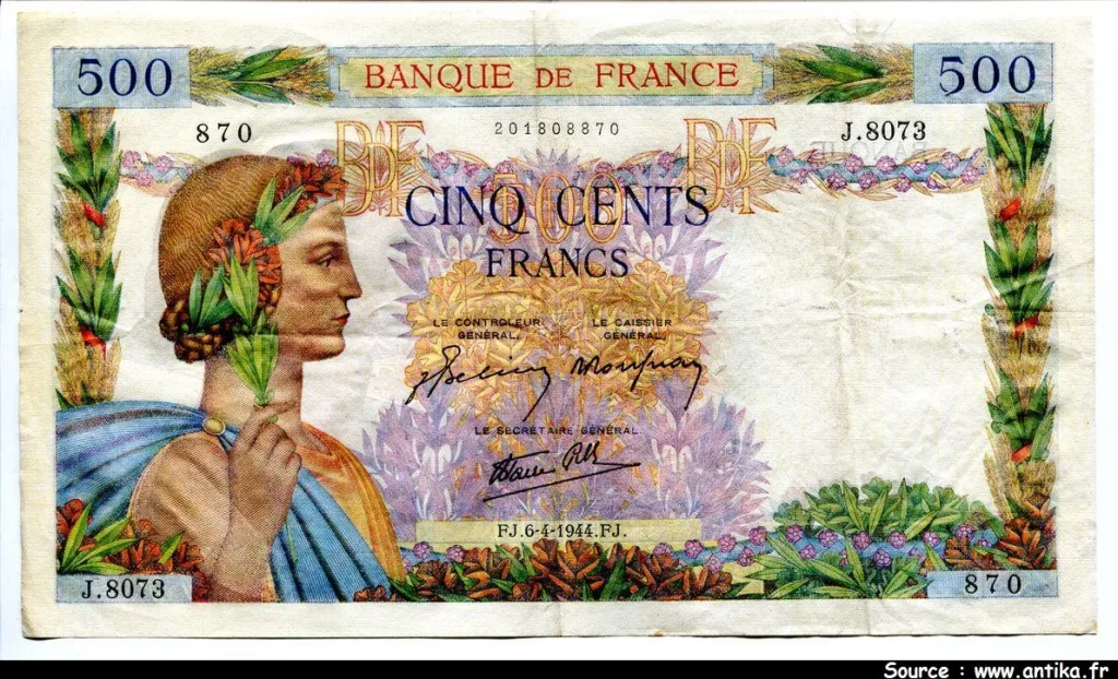 500 FRANCS LA PAIX - Type 1939