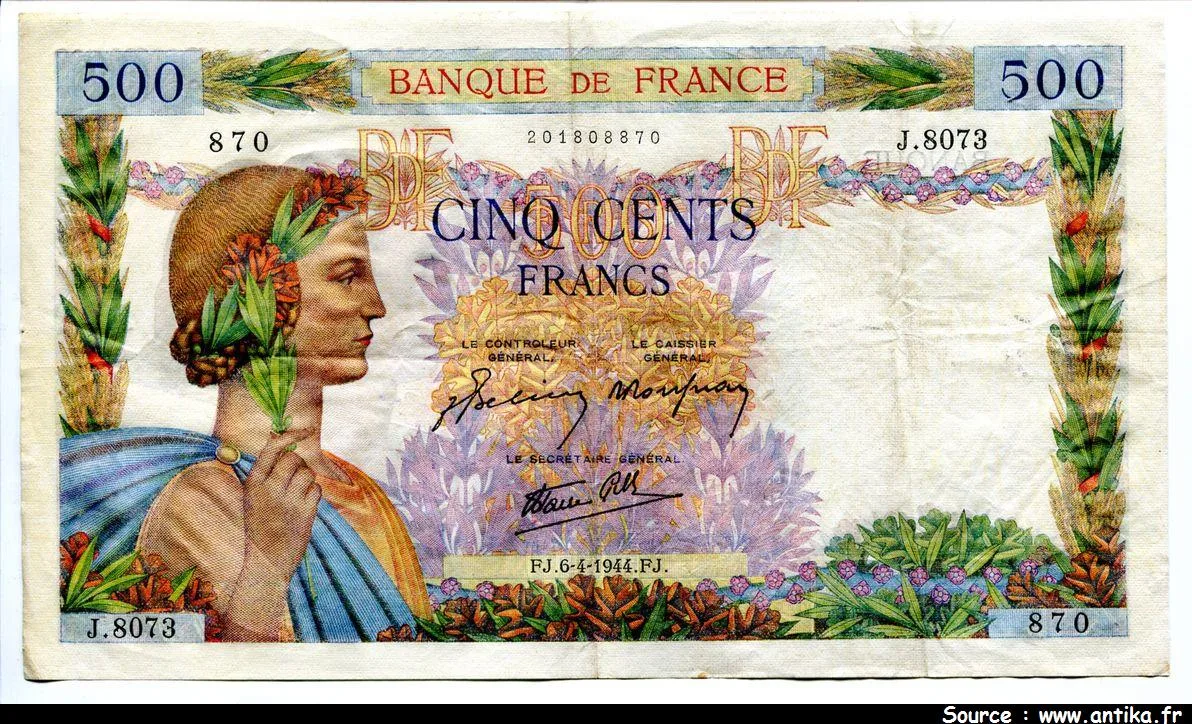 500 FRANCS LA PAIX - Type 1939