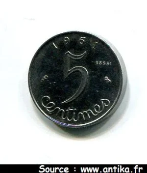 5 CENTIMES EPI Acier Inoxydable