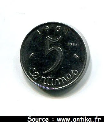 5 CENTIMES EPI Acier Inoxydable