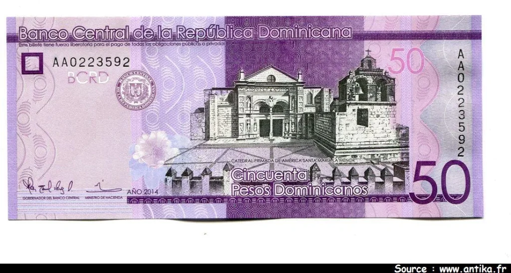 50 Pesos Dominicanos Cathédrale Santa Maria