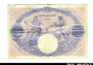 50 FRANCS BLEU & ROSE - Type 1889