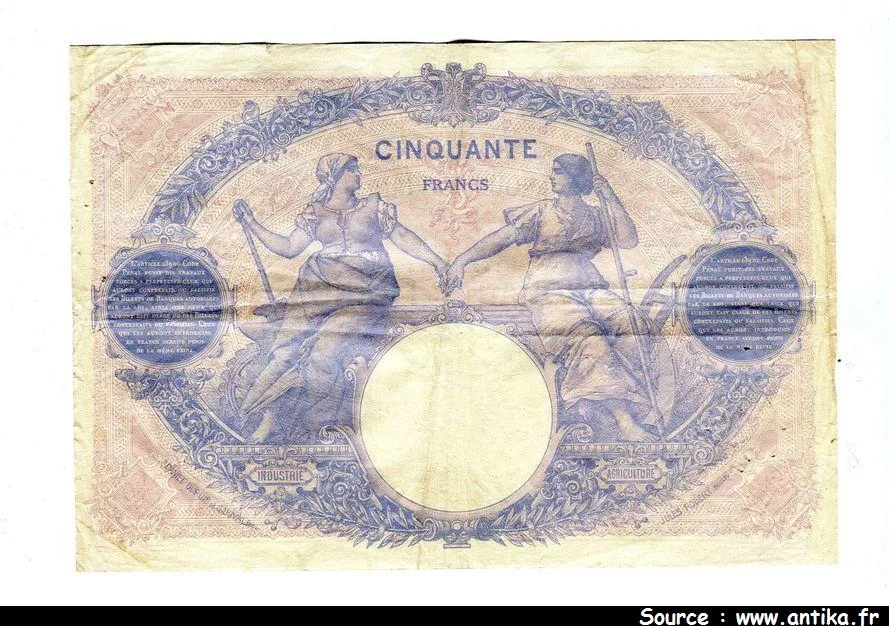 50 FRANCS BLEU & ROSE - Type 1889