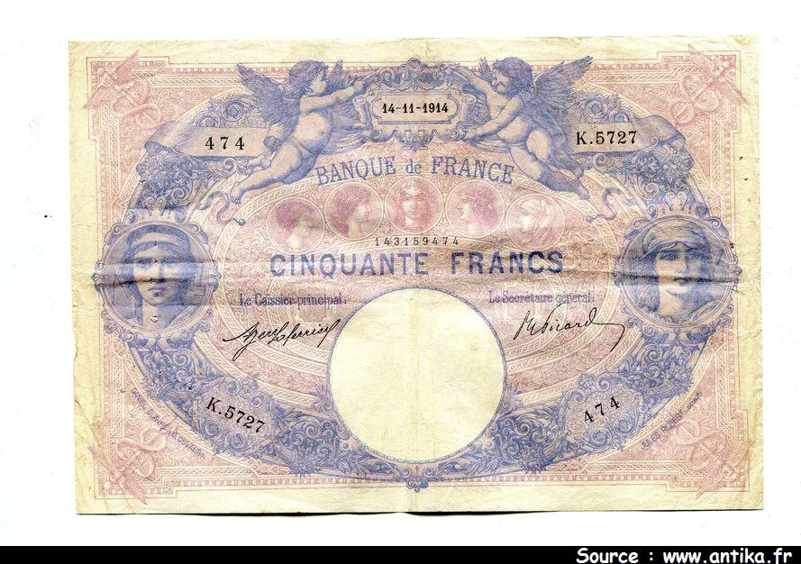 50 FRANCS BLEU & ROSE - Type 1889