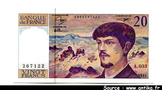 20 FRANCS DEBUSSY - Type 1980 à fil sécurité