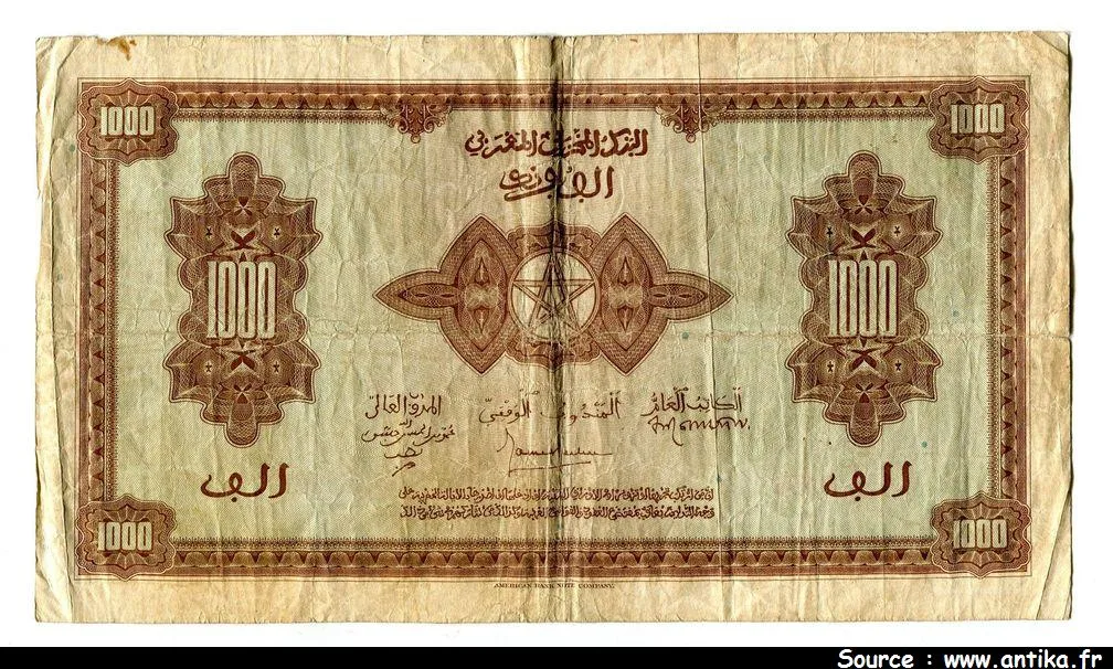 1000 FRANCS Impress° Américaine