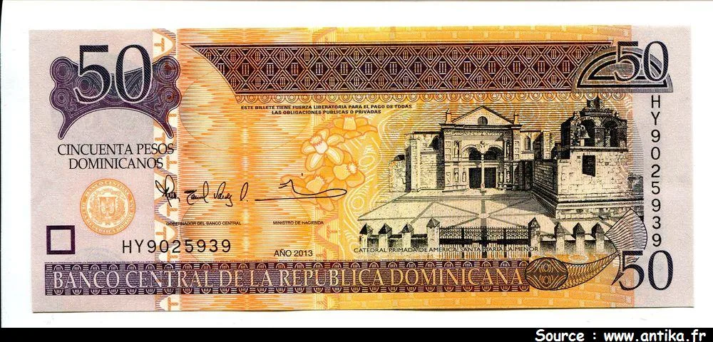 50 Pesos Dominicanos Cathédrale Santa Maria