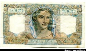 1000 FRANCS MINERVE & HERCULE - Type 1945