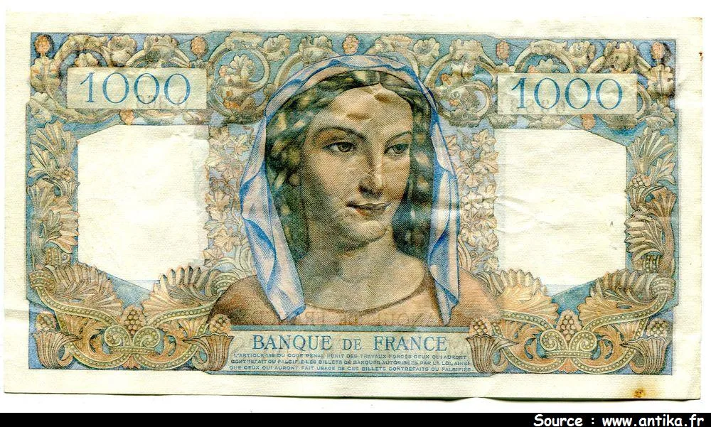 1000 FRANCS MINERVE & HERCULE - Type 1945