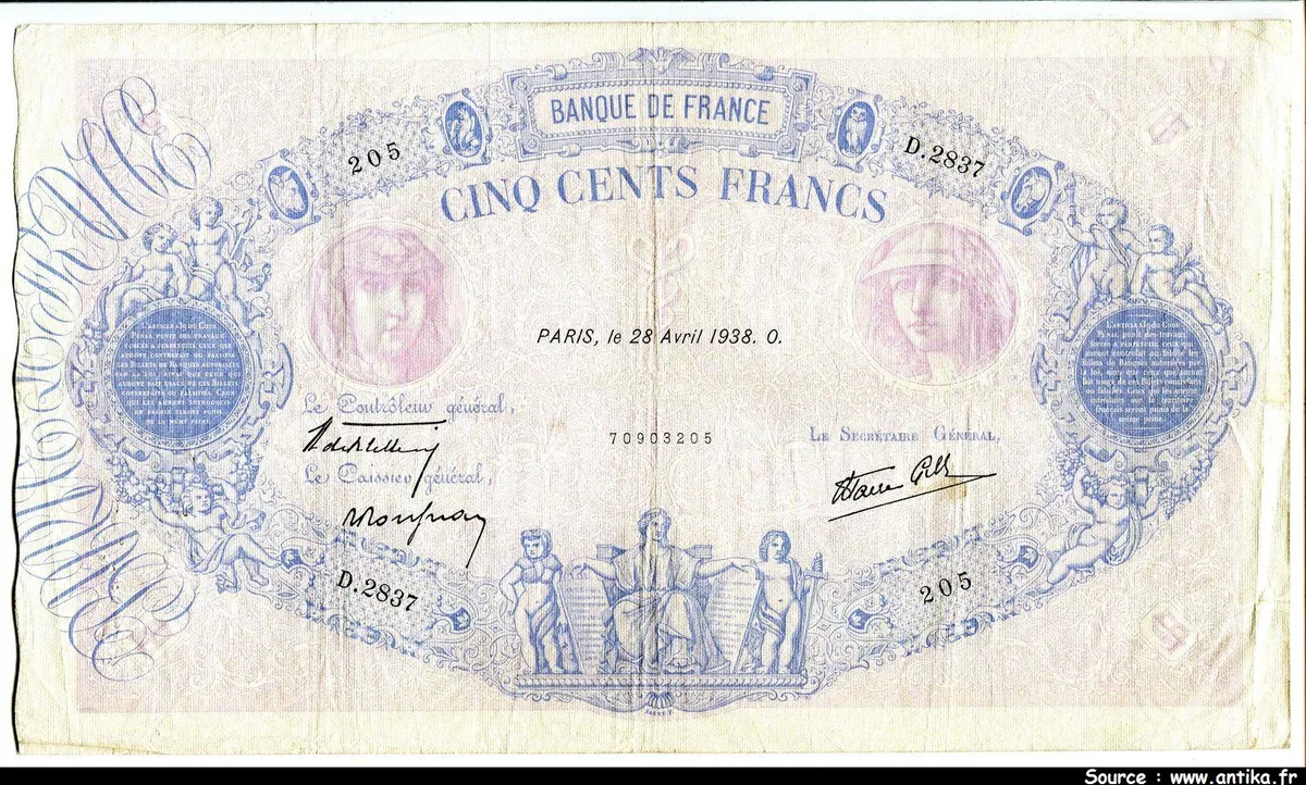 500 FRANCS BLEU & ROSE -Type 1888 modifié