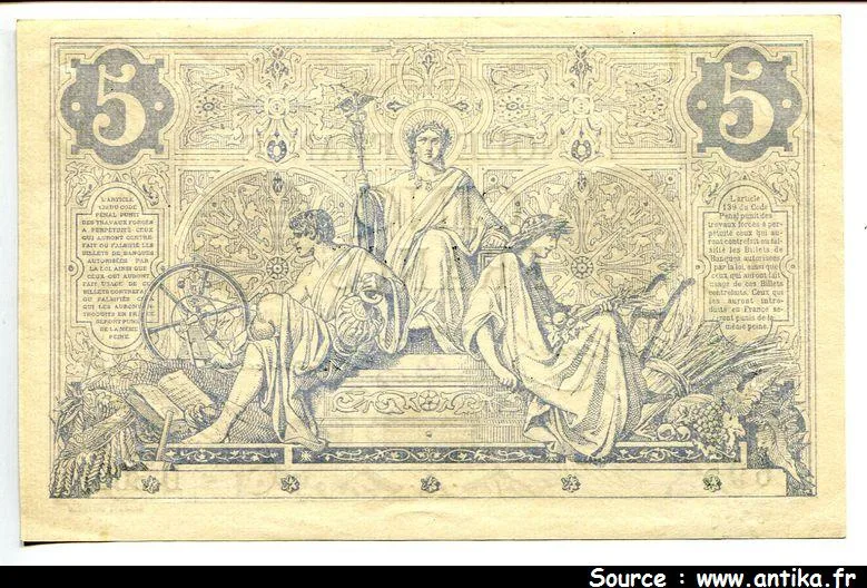 5 FRANCS NOIR - Type 1871