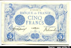 5 FRANCS BLEU - Type 1905
