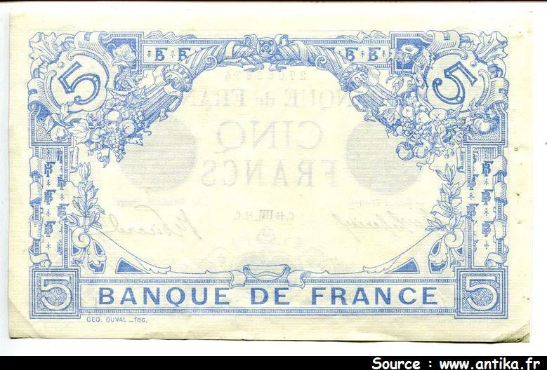 5 FRANCS BLEU - Type 1905