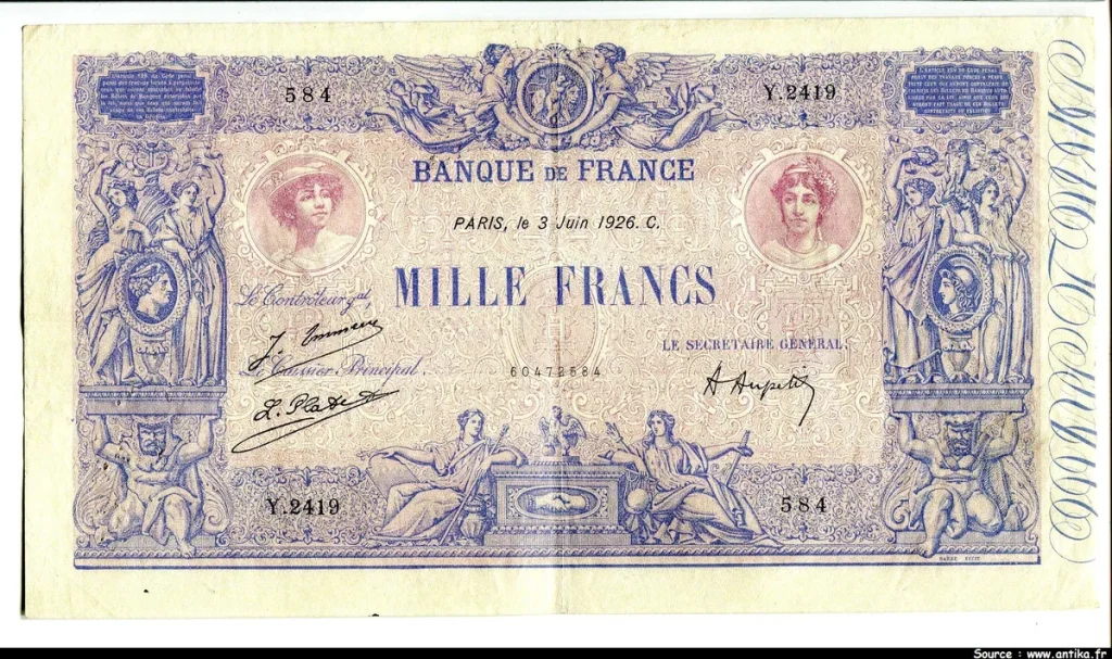 1000 FRANCS BLEU & ROSE - Type 1889