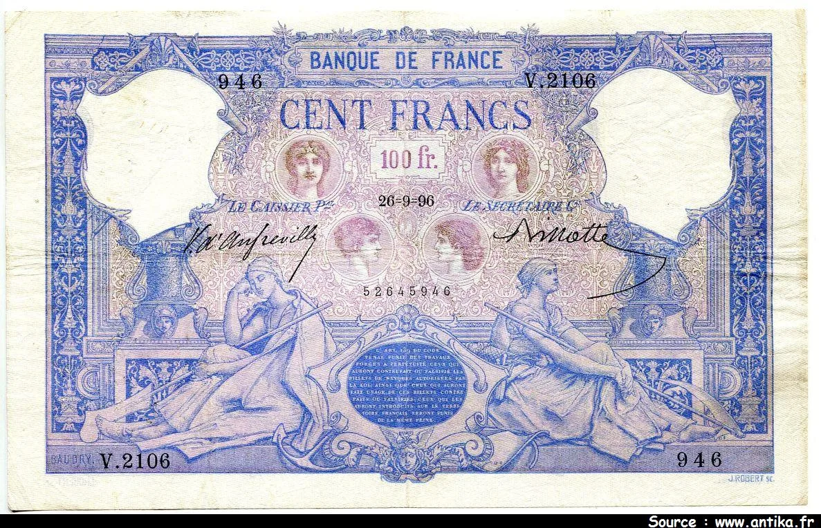 100 FRANCS BLEU & ROSE - Type 1888