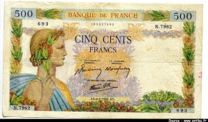 500 FRANCS LA PAIX - Type 1939